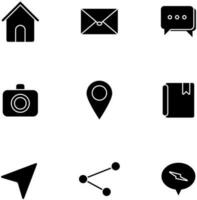 en små samling av svart fast ikoner av media symboler i ett vektor