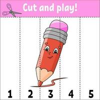 Lernzahlen 1-5. schneiden und spielen. Arbeitsblatt Bildung. Spiel für Kinder. Aktivitätsseite in Farbe. Puzzle für Kinder. Rätsel für den Kindergarten. Cartoon-Stil. Vektor-Illustration. vektor