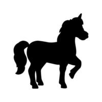 schwarze Silhouette Einhorn. Gestaltungselement. Vektor-Illustration isoliert auf weißem Hintergrund. vorlage für bücher, aufkleber, poster, karten, kleidung. vektor