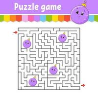 quadratisches Labyrinth. Spiel für Kinder. Puzzle für Kinder. Labyrinth Rätsel. den richtigen Weg finden. Zeichentrickfigur. Vektor-Illustration. vektor