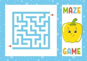 quadratisches Labyrinth. Spiel für Kinder. Puzzle für Kinder. fröhlicher Charakter. Labyrinth Rätsel. den richtigen Weg finden. Vektor-Illustration. vektor