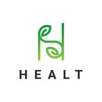 Blatt h Brief Logo Design Konzept, Gesundheit Logo mit h Brief und Blatt Symbol vektor