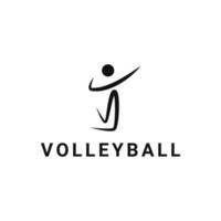 volleyboll logotyp design begrepp med Hoppar person ikon vektor