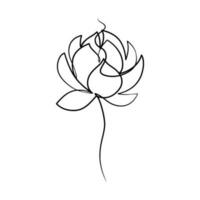 kontinuerlig ett linje konst teckning av skönhet lotus blomma vektor