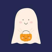 süß Halloween Geist. Vektor Illustration. Baby Geist im eben Stil. glücklich Halloween.