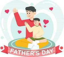 ein Kind und Vater Sitzung zusammen auf Väter Tag Illustration vektor