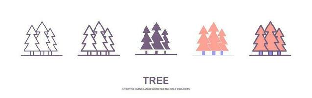 samling av träd illustrationer. kan vara Begagnade till illustrera några natur eller friska livsstil ämne. uppsättning av träd ikoner. vektor