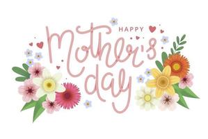 Muttertagsgrußkarte mit Blumen und Beschriftungsvektorillustration vektor