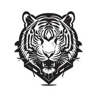 Tiger Kopf Logo Konzept, Tiger Vektor Linie Kunst Illustration