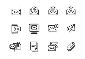 uppsättning av post ikoner i linje stil isolerat på vit bakgrund vektor