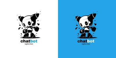 robot chatbot huvud ikon tecken design vektor illustration på vit och blå bakgrund. söt ai bot hjälpare maskot karaktär begrepp symbol företag assistent