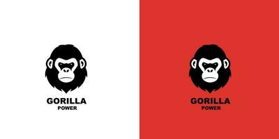 Gorilla Kopf Logo Vektor Illustration auf ein Weiß und rot Hintergrund. Logo markieren.