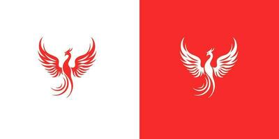 abstrakt rot und Weiß Phönix Logo Design Vorlage auf rot und Weiß Hintergrund . Vektor Illustration Logo