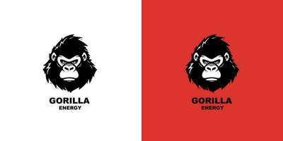 Gorilla Kopf Logo Vektor Illustration auf ein Weiß und rot Hintergrund. Logo markieren.