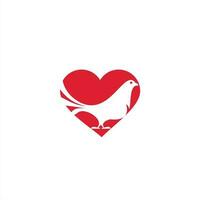 Negativ Taube Innerhalb rot Herz Logo Symbol Vektor
