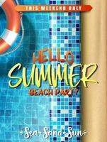 Vektor Sommer- Verkauf Banner Vorlage. Schwimmbad Party mit aufblasbar Ring im das Wasser.