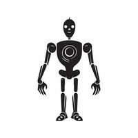 vetenskap fiktion humanoid robot, årgång logotyp linje konst begrepp svart och vit Färg, hand dragen illustration vektor