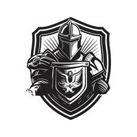 Paladin, Jahrgang Logo Linie Kunst Konzept schwarz und Weiß Farbe, Hand gezeichnet Illustration vektor