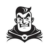 komisch Superheld, Jahrgang Logo Linie Kunst Konzept schwarz und Weiß Farbe, Hand gezeichnet Illustration vektor