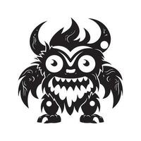 monster varelse, årgång logotyp linje konst begrepp svart och vit Färg, hand dragen illustration vektor