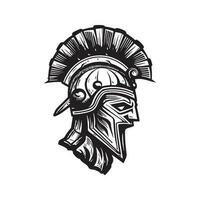 spartanisch, Jahrgang Logo Linie Kunst Konzept schwarz und Weiß Farbe, Hand gezeichnet Illustration vektor