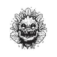 Monster- Anlage, Jahrgang Logo Linie Kunst Konzept schwarz und Weiß Farbe, Hand gezeichnet Illustration vektor