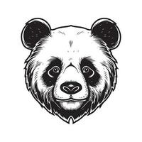 panda, årgång logotyp linje konst begrepp svart och vit Färg, hand dragen illustration vektor