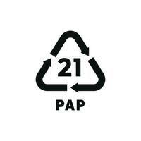 pap 21 plast återvinna symbol ikon vektor