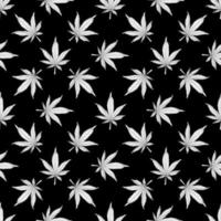 Cannabis nahtloses Muster. weiße Hanfblätter auf einem schwarzen Hintergrund. Marihuana Muster Vektor-Illustration