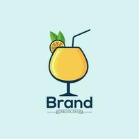 bäst kreativ glas av orange juice vektor mimosa logotyp med en sugrör och en sugrör. vektor klämma konst juice och vin dryck design med premie modern logotyp mall