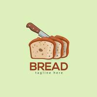 Brot Logo mit Stritzel Illustration Vektor Design, Hallo Qualität Prämie Brot Clip Kunst, und Symbol Design Vorlage Elemente mit Messer und Vektor Brot Farbe.