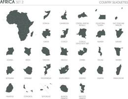 uppsättning av 29 hög detaljerad silhuett Kartor av afrikansk länder och områden, och Karta av afrika vektor illustration.