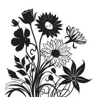 Blumen- Blume Vektor Linie Kunst Illustration, Blumen- Blume Vektor Silhouette, Blume Vektor. Blumen- Muster