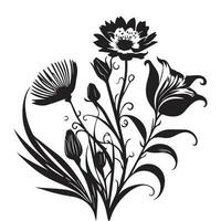 Blumen- Blume Vektor Linie Kunst Illustration, Blumen- Blume Vektor Silhouette, Blume Vektor. Blumen- Muster