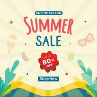 Sommer- Verkauf Förderung,80 Prozent aus Poster, Banner, Sozial Medien Vorlage Illustration vektor