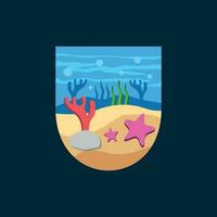 oceaner och under vattnet värld och stjärna fisk logotyp design mall, de skönhet av under vattnet liv vektor