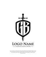 Initiale gb Brief mit Schild Stil Logo Vorlage Vektor