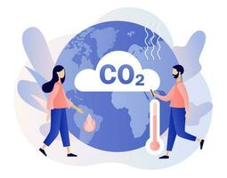 reduzieren Emission co2. Nachhaltigkeit Konzept. Netz Null Emissionen und Kohlenstoff Dioxid neutral Gleichgewicht. modern eben Karikatur Stil. Vektor Illustration auf Weiß Hintergrund