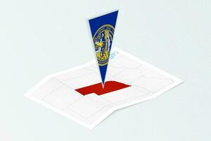 isometrisk papper Karta av Nebraska med triangel- flagga av Nebraska i isometrisk stil. Karta på topografisk bakgrund. vektor