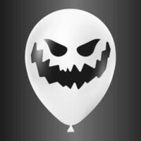 halloween vit ballong illustration med skrämmande och rolig ansikte isolerat på mörk bakgrund vektor