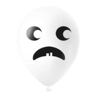halloween vit ballong illustration med skrämmande och rolig ansikte vektor