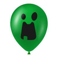 halloween grön ballong illustration med skrämmande och rolig ansikte vektor