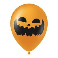 halloween orange ballong illustration med skrämmande och rolig ansikte vektor