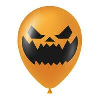 halloween orange ballong illustration med skrämmande och rolig ansikte vektor
