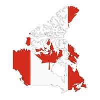 kanada Karta silhuett med flagga isolerat på vit bakgrund vektor