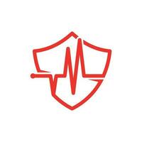 Herz schlagen Impuls und Schild Logo, Linie Logo Vorlage Design Vektor zum Geschäft medizinisch, Emblem, Design Konzept, kreativ Symbol, Symbol