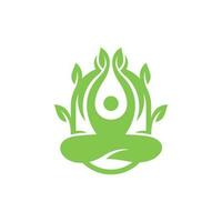 Natur Mensch Yoga Blatt Logo, kombinieren natürlich Blatt Logo Design Vorlage vektor