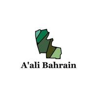 Karta av a'ali bahrain vektor illustration. de stat administrativ delfältet av Bahrain, vektor begrepp illustration flagga