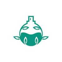 Parfüm Blatt Logo Design, Parfüm Flasche mit Blätter, Grün Farbe Design Vorlage. vektor