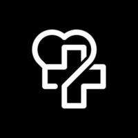kärlek plus medicinsk, plus hälsa i hjärta tecken logotyp, klinik sjukhus friska hjärta ikon vektor